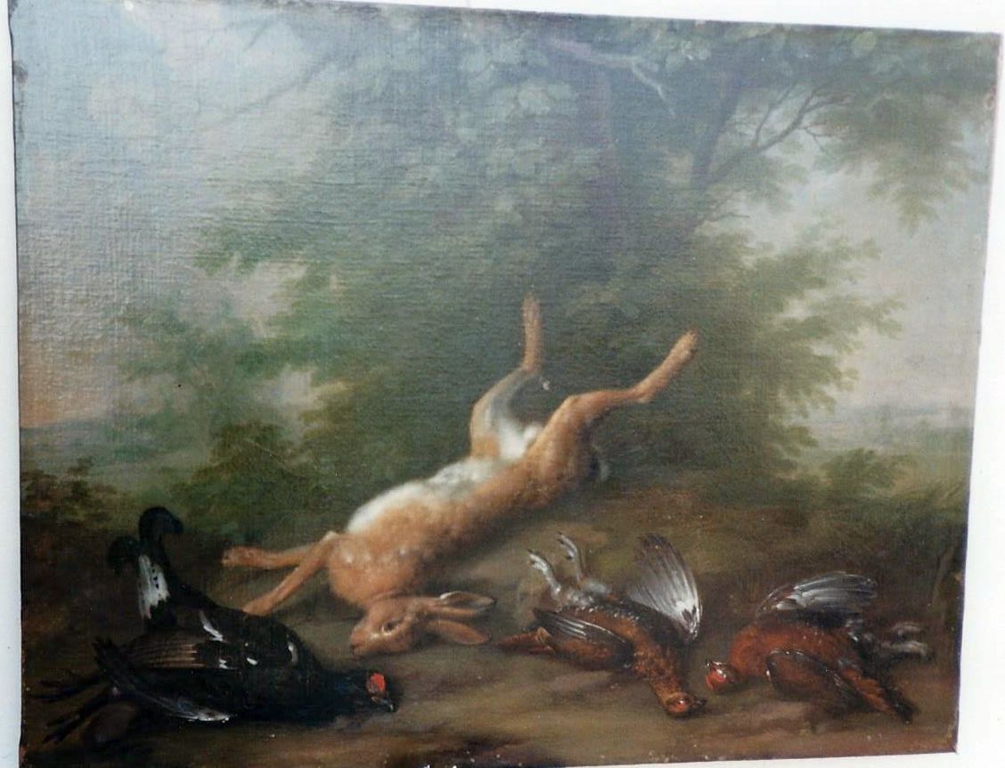 Pintura a óleo sobre tela 112x150 cm atribuída a pintor francês de meados do século XVIII.
